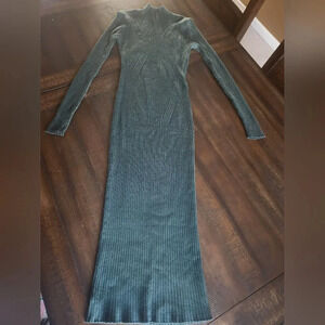 NWOT The Work Shop Women's Dark Green Cotton Maxi Dress Med
